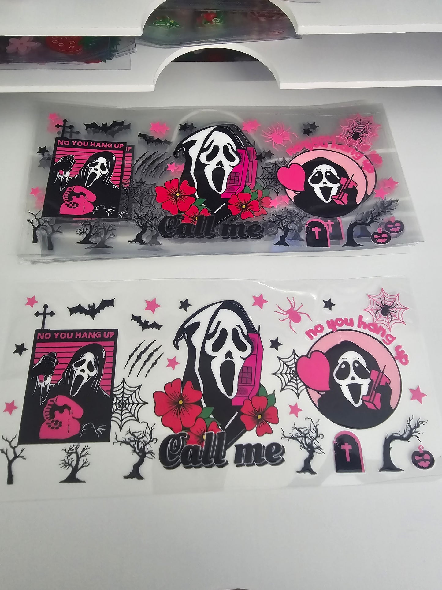 16oz ghost face call me  dtf wrap